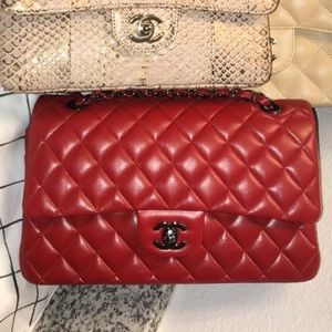 RARE CHANEL CLASSIC DOUBLE FLAP MEDIUM BAG RED